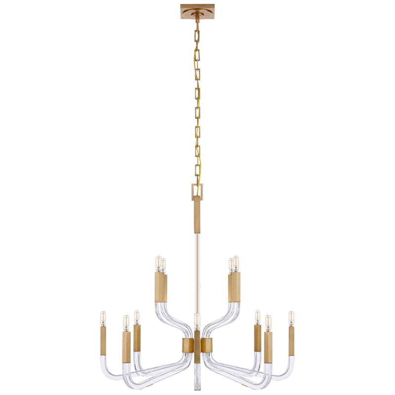Visual Comfort Signature - CHC 5903AB/CG - 12 Light Chandelier - Reagan - Antique-Burnished Brass and Crystal