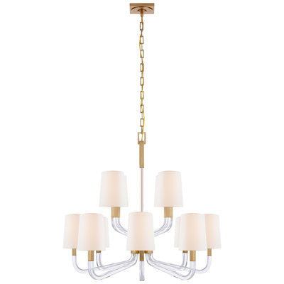 Visual Comfort Signature - CHC 5903AB/CG-L - 12 Light Chandelier - Reagan - Antique-Burnished Brass and Crystal