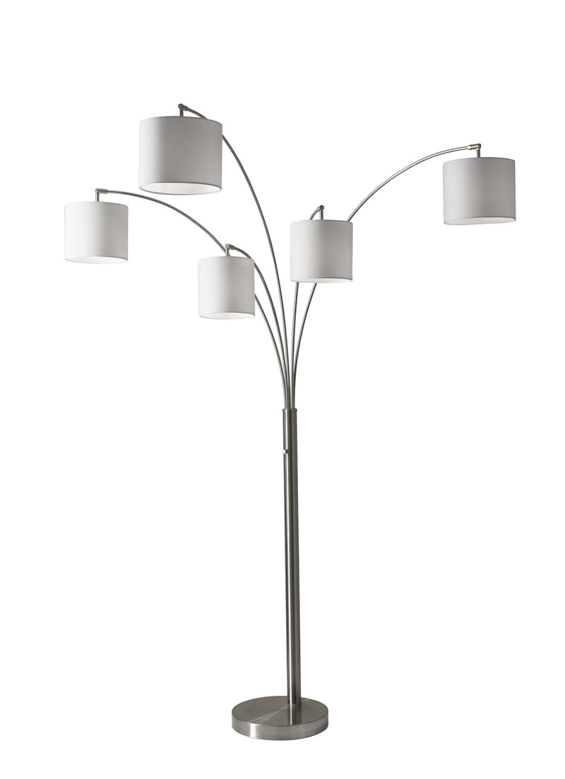 Adesso Home - 4239-22 - Five Light Arc Lamp - Trinity - Brushed Steel