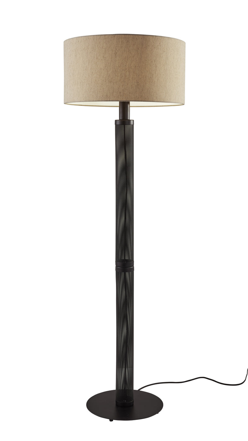 Adesso Home - 6158-01 - One Light Floor Lamp - Benjamin - Matte Black Perforated Metal