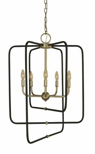 Framburg - 5427 SP/MBLACK - Five Light Foyer Chandelier - Montrose - Satin Pewter With Matte Black