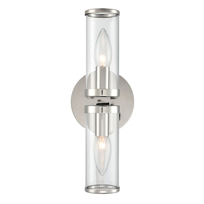 Alora - WV309002PNCG - Two Light Wall Sconce - Revolve - Clear Glass/Polished Nickel