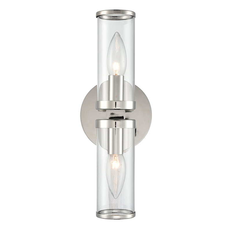 Alora - WV309002PNCG - Two Light Wall Sconce - Revolve - Clear Glass/Polished Nickel