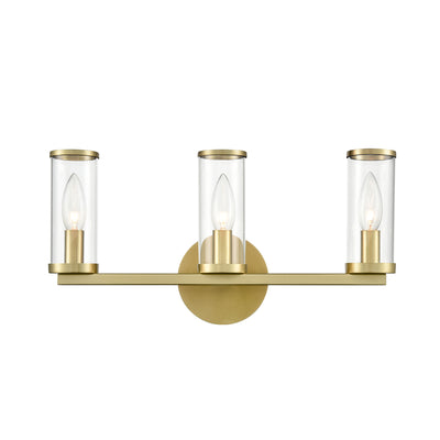 Alora - WV309033NBCG - Three Light Bathroom Fixture - Revolve - Clear Glass/Natural Brass