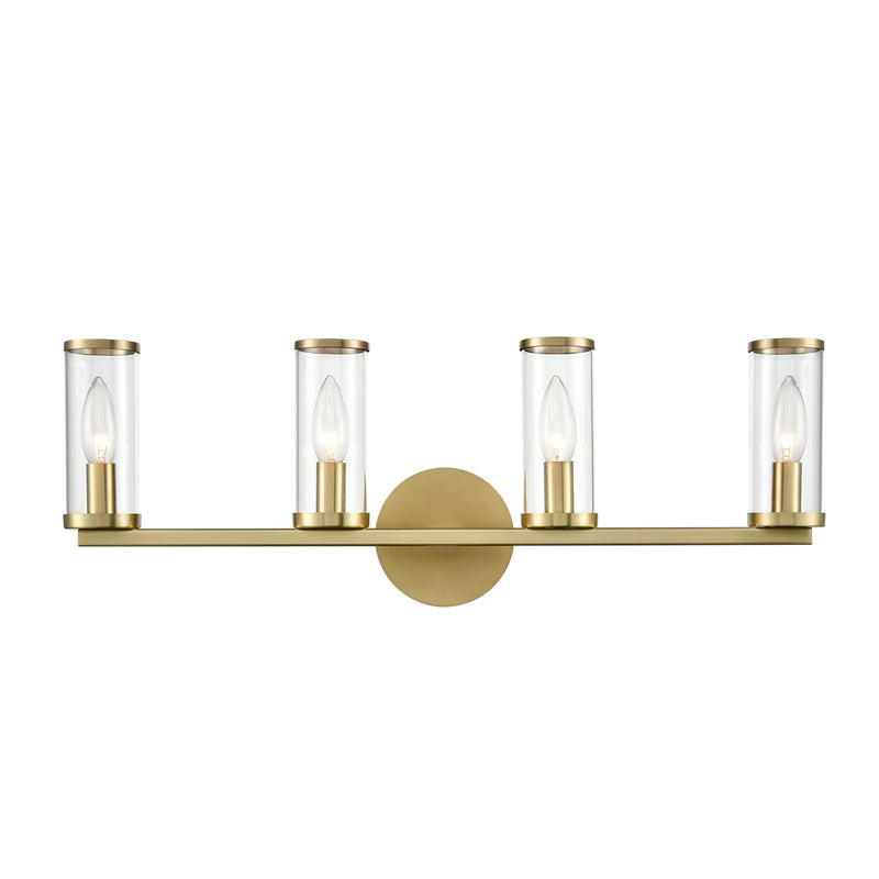Alora - WV309044NBCG - Four Light Bathroom Fixture - Revolve - Clear Glass/Natural Brass