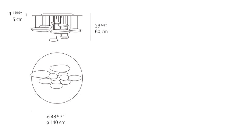 Artemide-Mercury-1366118A-Mercury Ceiling Light-Polished Aluminum (Pebbles)Stainless Steel (Reflector)