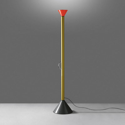 Artemide-Callimaco-A0111W05-Callimaco Floor Lamp-Red (Diffuser) Yellow (Body) Grey (Base)