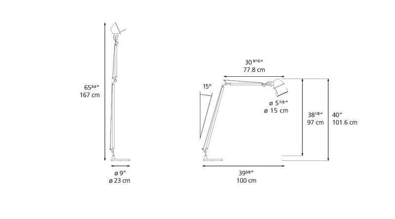 Artemide-Tolomeo-TLR0102-Tolomeo Reading Floor Lamp-Black/Aluminum