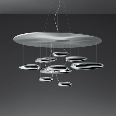 Artemide-Mercury-1367W18A-Mercury Suspension-Polished Aluminum (Pebbles)Stainless Steel (Reflector)