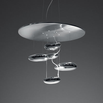 Artemide-Mercury-1477118A-Mercury Mini Suspension-Polished Aluminum (Pebbles)Stainless Steel (Reflector)