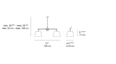 Artemide-Tolomeo-TOL1010-Tolomeo Double Shade Suspension-Aluminum/Silver Fiber