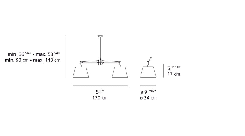 Artemide-Tolomeo-TOL1010-Tolomeo Double Shade Suspension-Aluminum/Silver Fiber