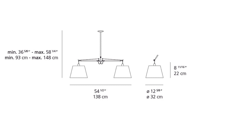 Artemide-Tolomeo-TOL1048-Tolomeo Double Shade Suspension-Aluminum/Black