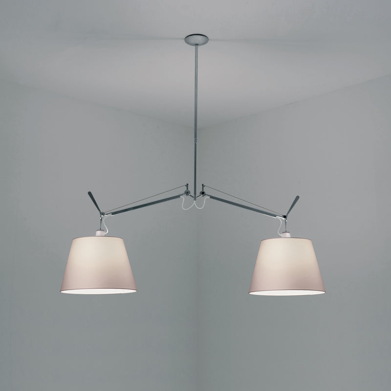 Artemide-Tolomeo-TOL1002-Tolomeo Double Shade Suspension-Aluminum/Parchment