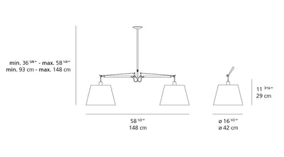 Artemide-Tolomeo-TOL1052-Tolomeo Double Shade Suspension-Aluminum/Black