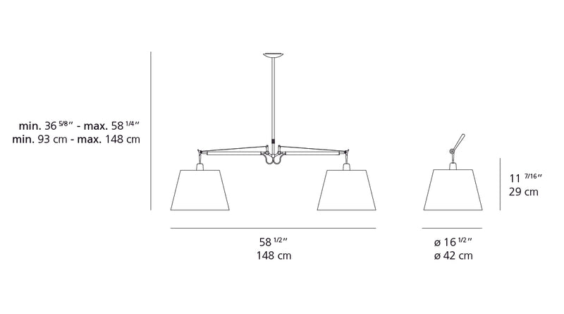 Artemide-Tolomeo-TOL1052-Tolomeo Double Shade Suspension-Aluminum/Black