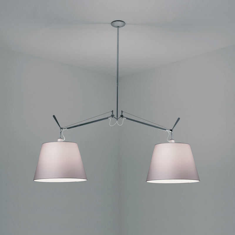 Artemide-Tolomeo-TOL1014-Tolomeo Double Shade Suspension-Aluminum/Silver Fiber