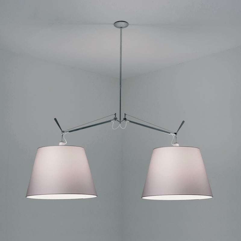 Artemide-Tolomeo-TOL1016-Tolomeo Double Shade Suspension-Aluminum/Silver Fiber