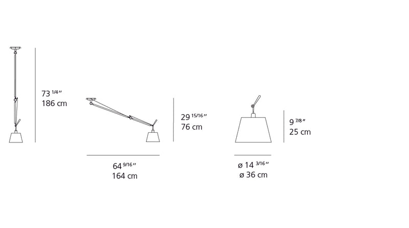 Artemide-Tolomeo-TOL1056-Tolomeo Off Center Suspension-Black/Polished Aluminum