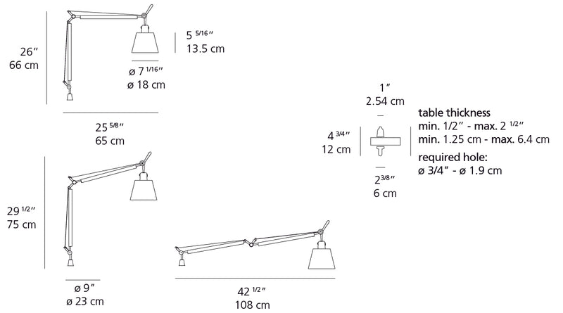 Artemide-Tolomeo-TLS0004-Tolomeo Table Lamp With Shade-Aluminum/Parchment