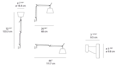 Artemide-Tolomeo-TLS1100-Tolomeo Wall with Shade-Aluminum/Parchment