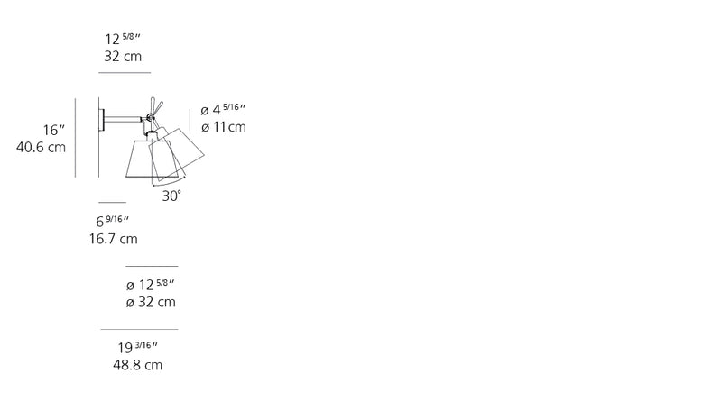 Artemide-Tolomeo-TOL1175-Tolomeo Shade Wall Light-Aluminum/Silver Fiber