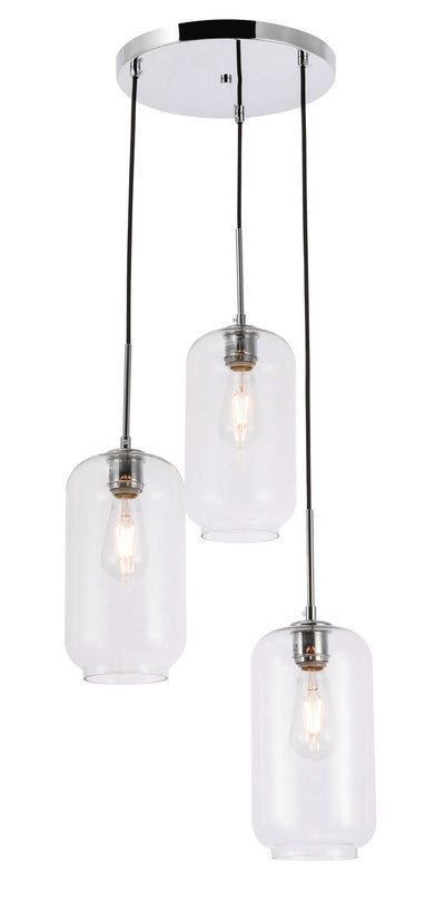 Elegant Lighting - LD2278C - Three Light Pendant - Collier - Chrome And Clear Glass
