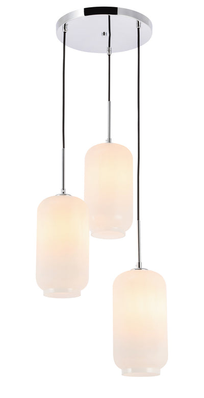 Elegant Lighting - LD2279C - Three Light Pendant - Collier - Chrome And Frosted White Glass